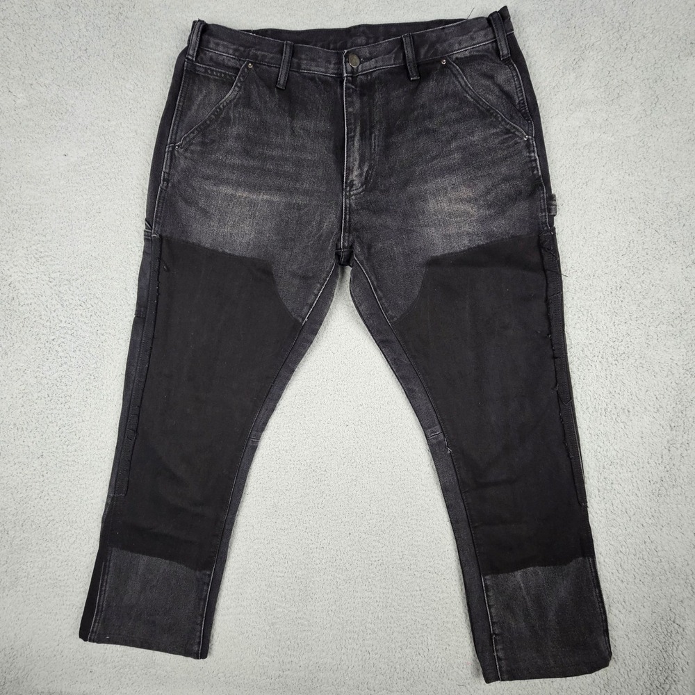 MNML Carpenter Jeans Men 37x28.5 Black Double Knee Utility Workwear Denim Pants